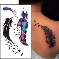 1pc feather bird tattoo stickers arm chest body art temporary waterproof fake tattoos flower letter black water transfer tattoo