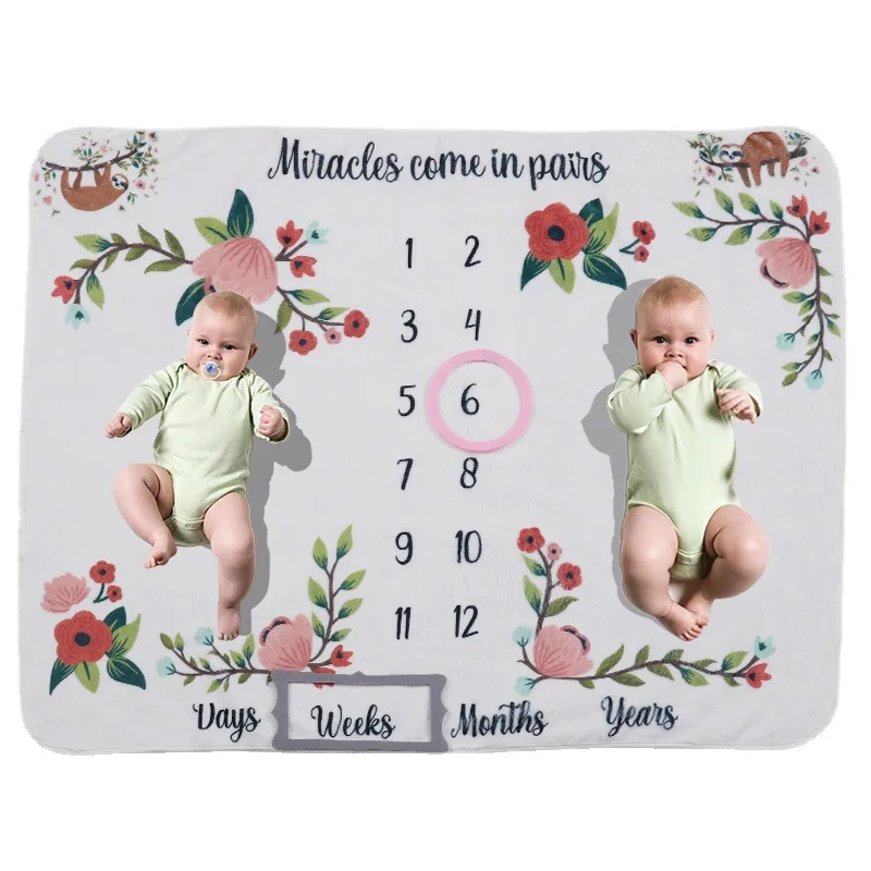 

Flannel Newborn Photography Mats Cartoon Infant Baby Milestone Photo Props Background Blankets Backdrop Cloth Accessories