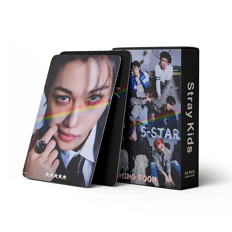 

55pcs/Set KPOP STRAY KIDS 5-STAR Laser Lomo Card High Quality HD Double Side Print Photo Cards FELIX HAN HYUNJIN Fans Gift