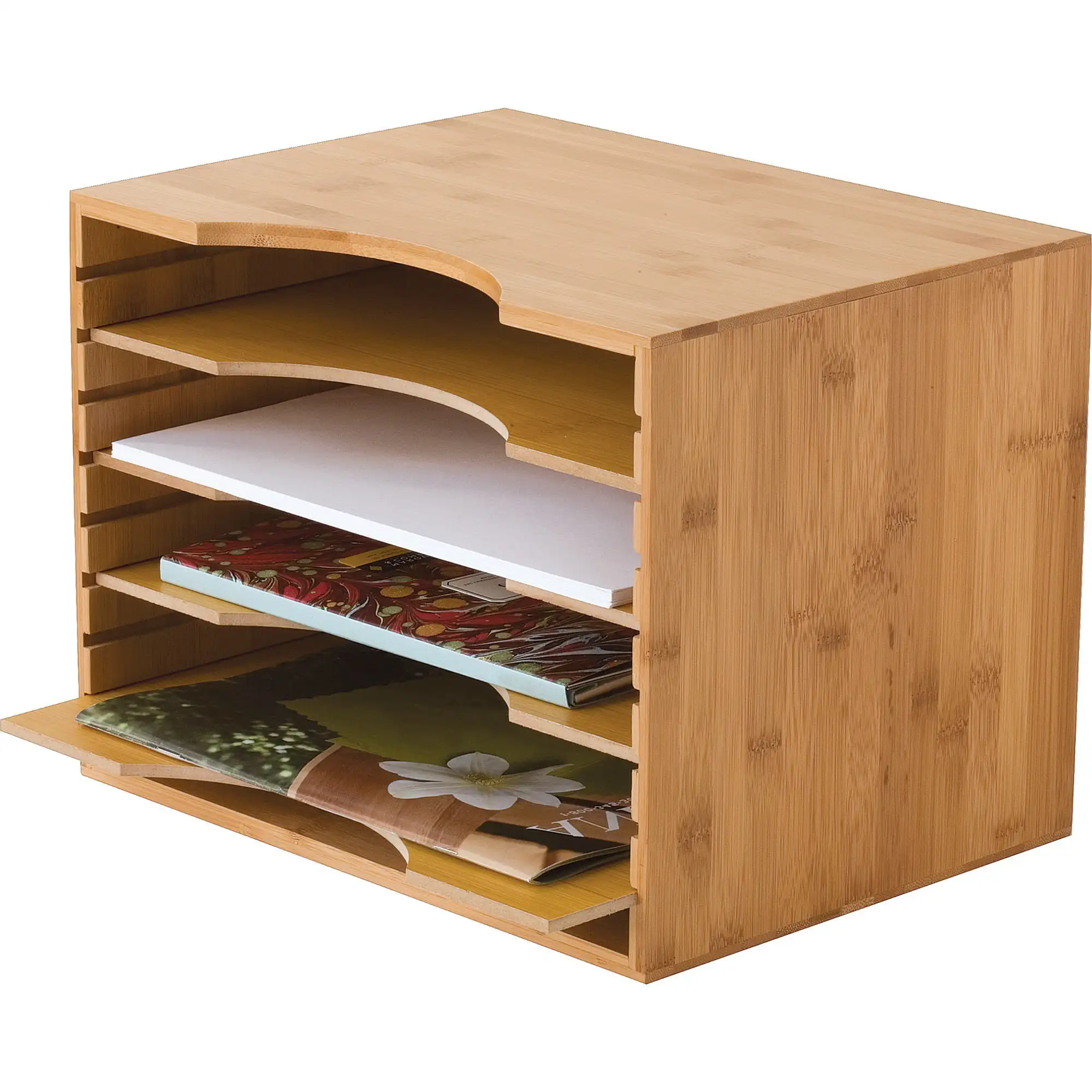

Bamboo File Organizer with 4 Dividers