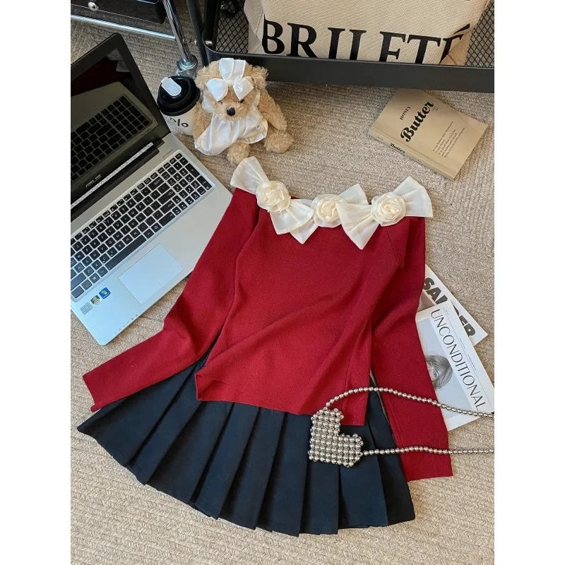 Вязаный топ Sweetslims свитер с открытыми плечами и бантом гладкий силуэт инструмент