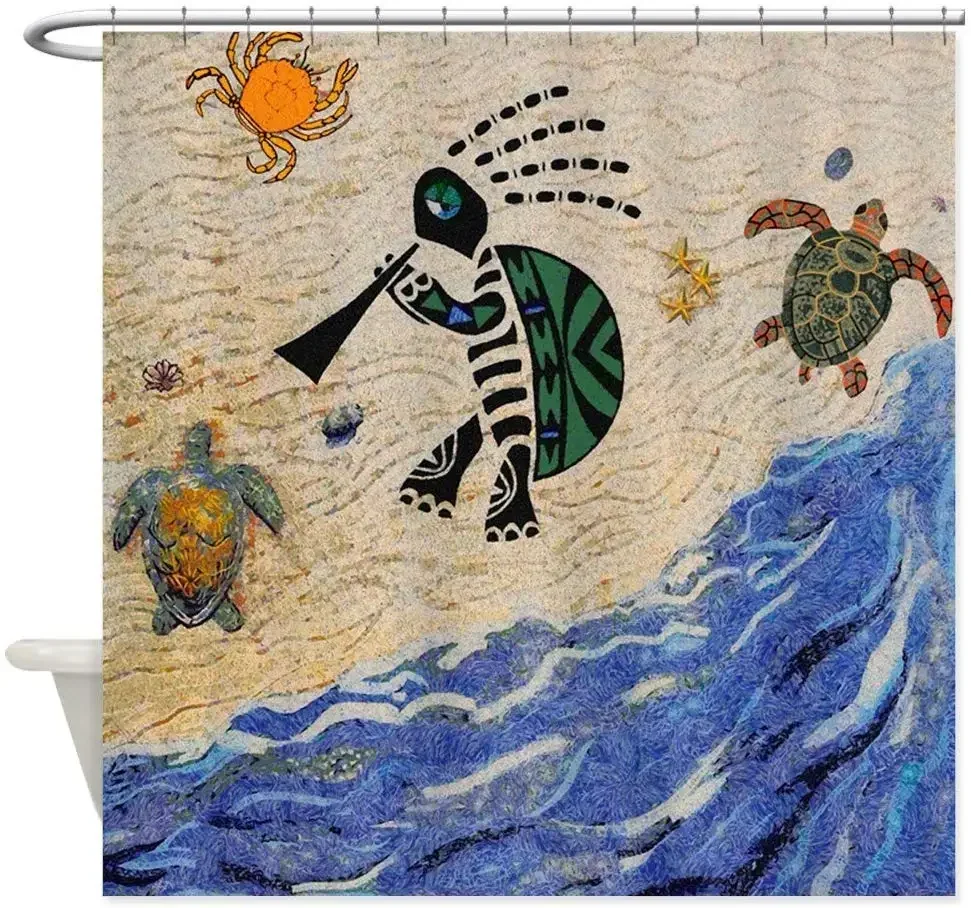 Декоративная занавеска для душа из ткани с черепашкой Kokopelli
