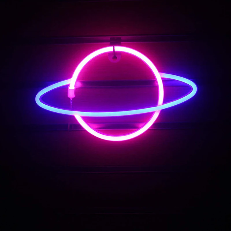 Неоновый светодиодный светильник яркая креативная ночник в виде планеты