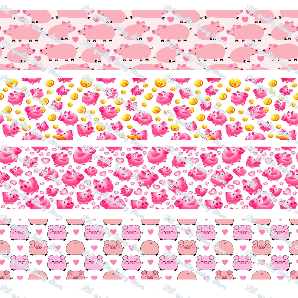

WL Pink Pig Printing Grosgrain Ribbon Diy Party Wedding Decoration Hair Accessories Gift Wrapping Ribbon 50 Yards 16MM 25MM 38MM