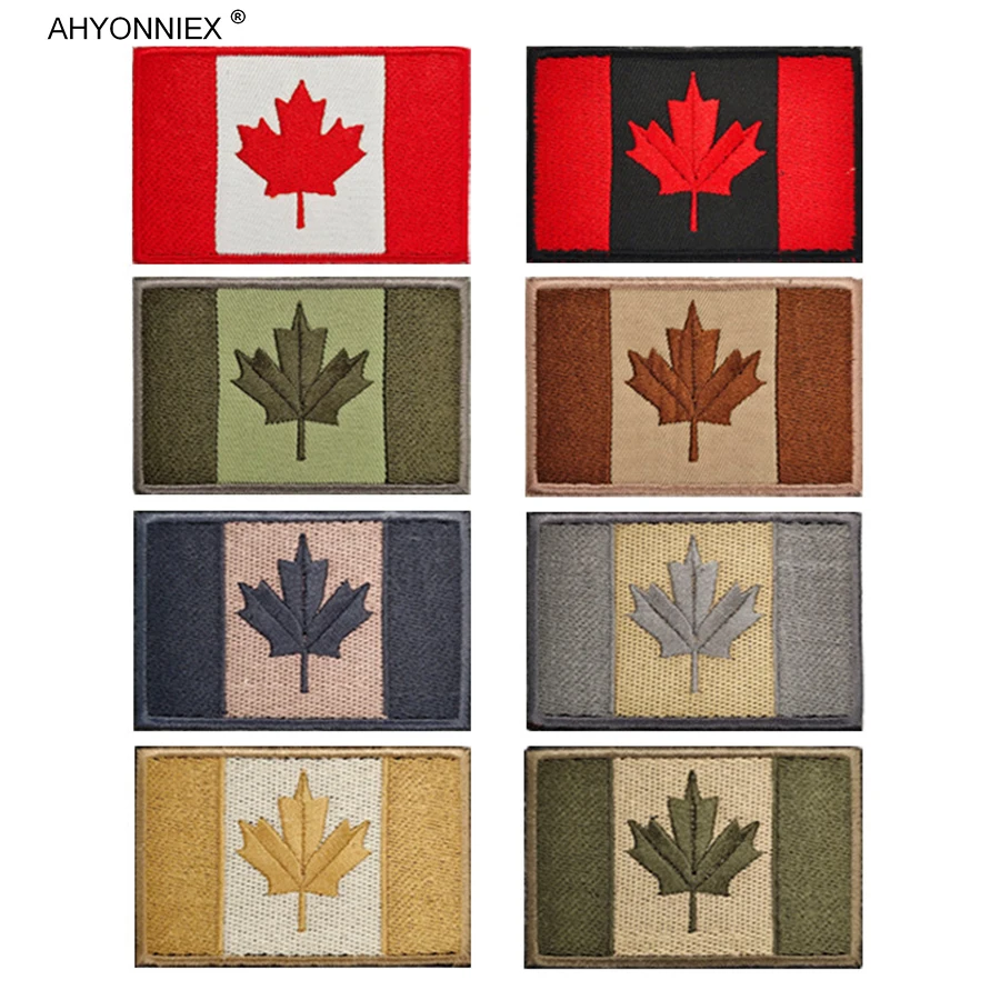 AHYONNIEX 1 шт. Канадский кленовый лист, 10 цветов, вышивка в стране, флаг, патч, тактический значок для морального духа, сделай сам AHYONNIEX 1 шт. Канадский кленовый лист, 10 цветов, вышивка в стране, флаг, патч, тактический значок для морального духа, сделай сам