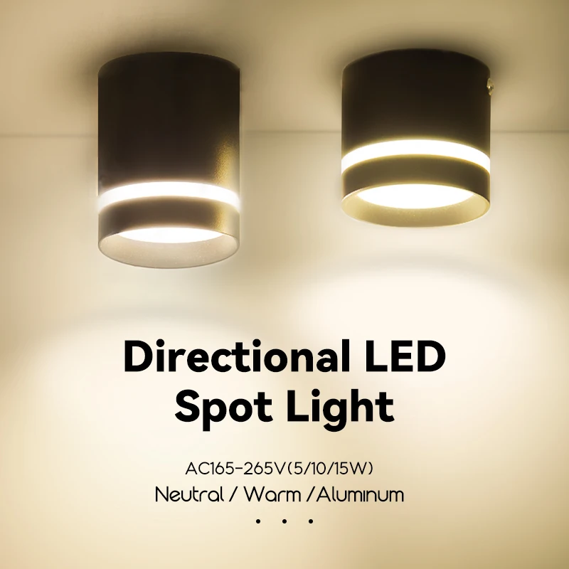 3PCS LED Aluminum Spotlights Indoor Light Fixture Downlights 5/10/15W Spot LED Down Light Surface Mounted Lamp For Kitchen Foyer