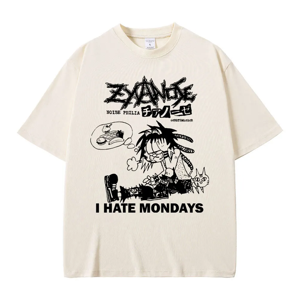 Футболка Zyanose I Hate Mondays мужская и женская футболка в стиле панк-кота с забавным