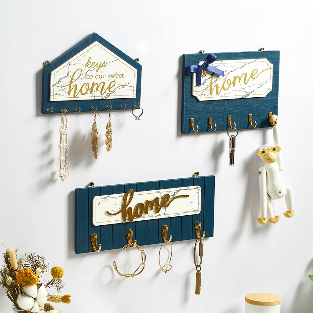 

Minimalist Wood Key Holder Wall Coat Hook Storage Vintage Hallway Home Space Saving Bedroom Door Back Decorative Rack Hangers