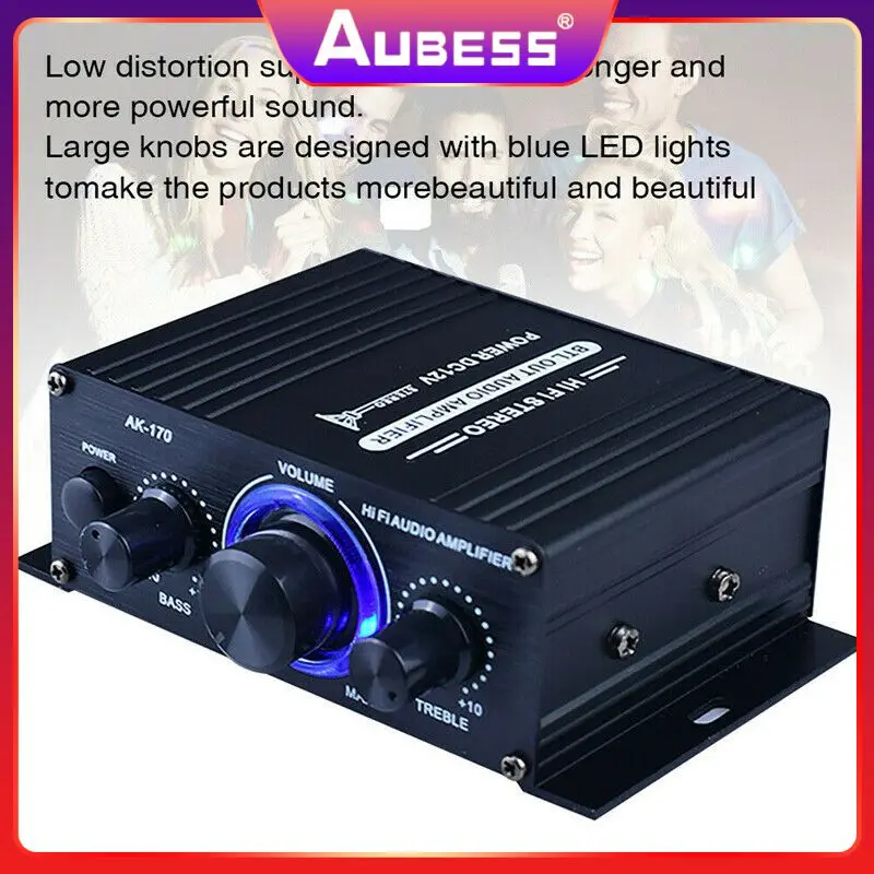 Black Ak170 Audio Amplifier 400w Hifi Mini Amplifier Fm Radio Stereo Mini Hifi Audio Power Amplifier Power Amplifier