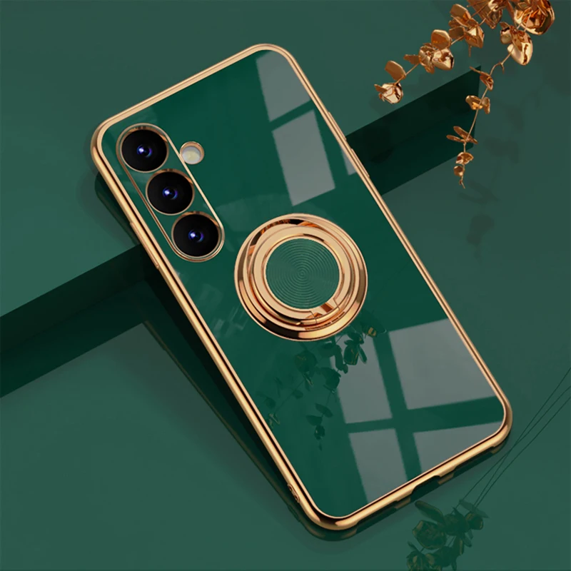 

For Samsung Galaxy A54 5G Case Luxury Electroplating Ultra-thin Slim Ring Back Holder Kickstand Cover for Galaxy A14 A34 케이스