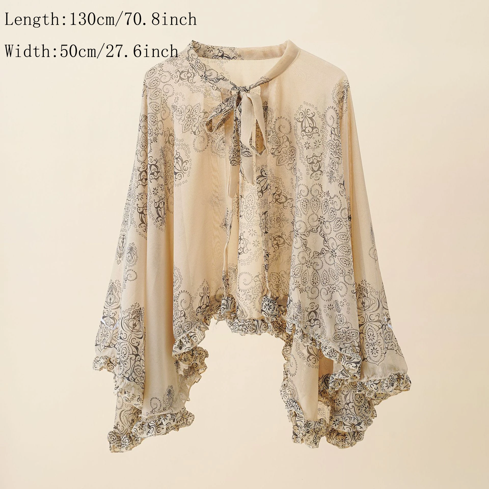 Лидер продаж элегантная женская мусульманская пончо с принтом загар 130*50 см