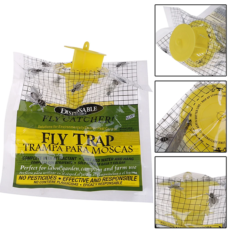 

1pc Hanging Fly Trap Bag Disposable Insect Bug Attract Fly Catcher Bag Mosquito Trap Catcher Wasp Killer Flie Trap For Outdoor