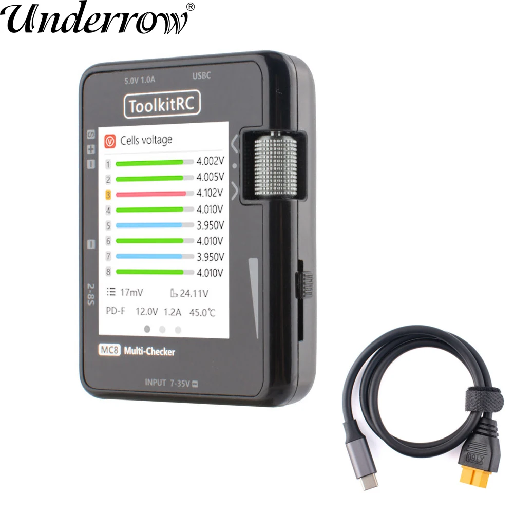 

ToolkitRC MC8 мини-проверка ячеек, 32-битная батарея, мультипроверка, ШИМ-выход, PPM SBUS, считывание с быстрой зарядкой