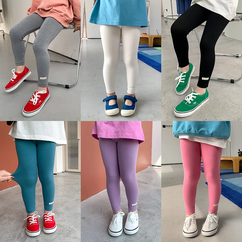 Summer New Korean Children Pants for Girls Thin Cotton Knitted Slim Leggings Girls Pants Casual Kids Sweatpants Clothes Trousers