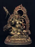 13 tibetan temple collection old bronze cinnabar mud gold treasure king backlight ride a beast lotus platform worship buddha