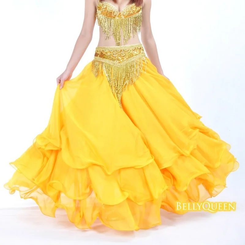 

2022 New Tribal Chiffon Curling Gypsy Belly Dance High-end Skirt Practice/Performance Belly Dance Large Skirt Without Waist Belt