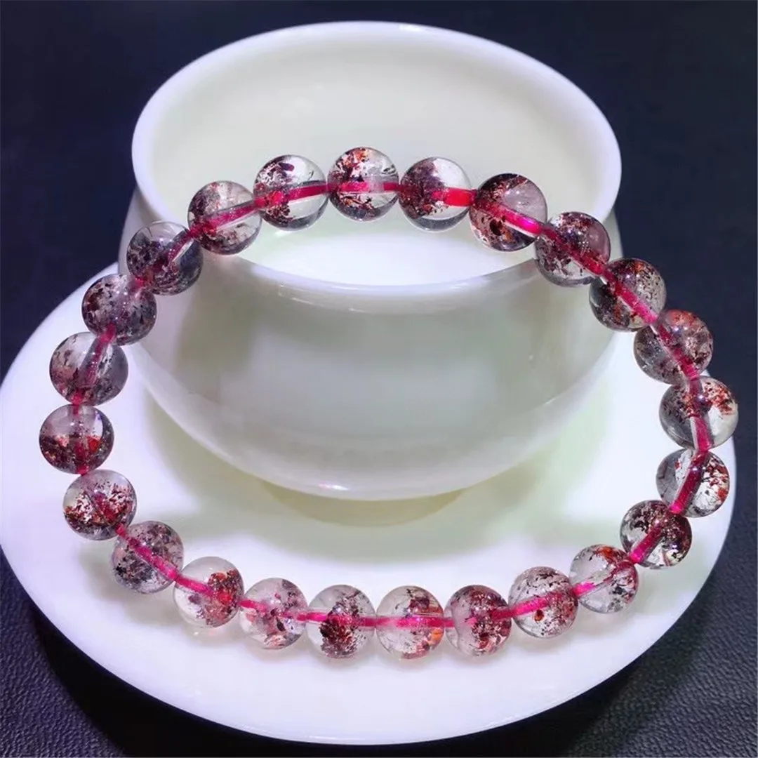 

7 мм натуральные драгоценные камни Super Seven Melody Gold браслет с клубникой для женщин и мужчин, красивый подарок, кварцевые бусины ювелирные издел...