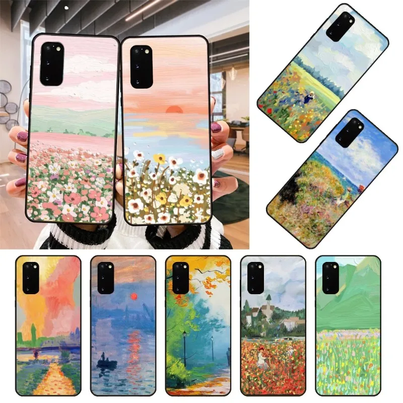 Чехол для телефона с рисунком маслом Samsung Note 9 10 20 Plus Pro Ultra J6 J5 J7 J8 мягкий черный