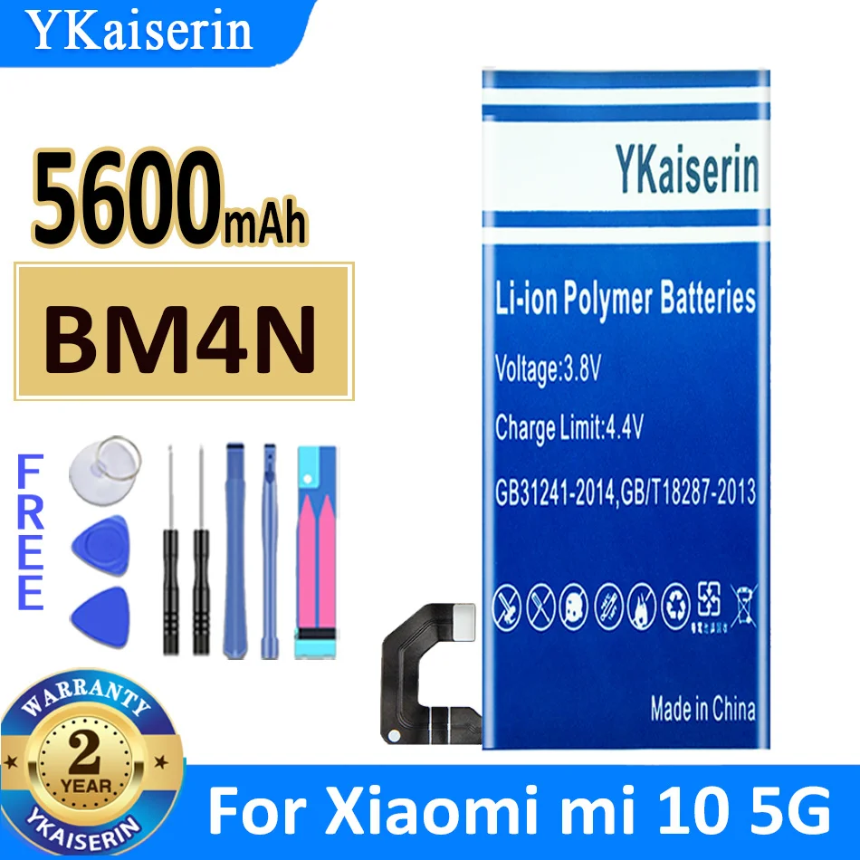 

YKaiserin Battery For Xiao Mi BM4N 5600mAh For Xiaomi Mi 10 Mi10 for Xiaomi10 New Bateria + Track NO