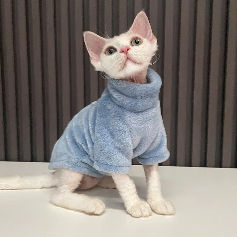 2022 New Hairless Cat Sweater Winter Fashion Thickening Warm Sphynx Clothes Home Comfortable Winter Dog Clothes for Small Dogs