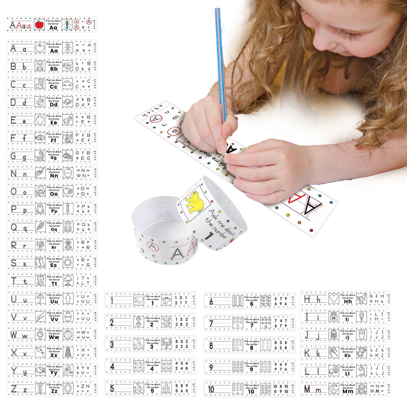

Бумажные браслеты для изучения букв и рисования, цветные бумажные браслеты, Обучающие буквы и цифры, Обучающие браслеты