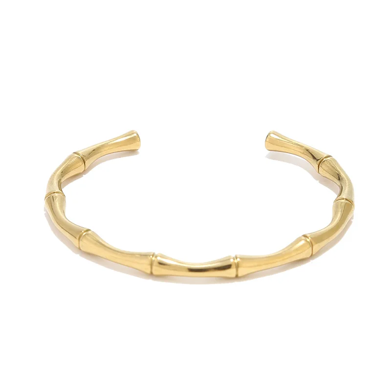 

3pcs 316L Stainless Steel New Trend Temperament Bamboo Open Thin Bangle High Quality Handmade Anniversary Jewelry Party Gifts