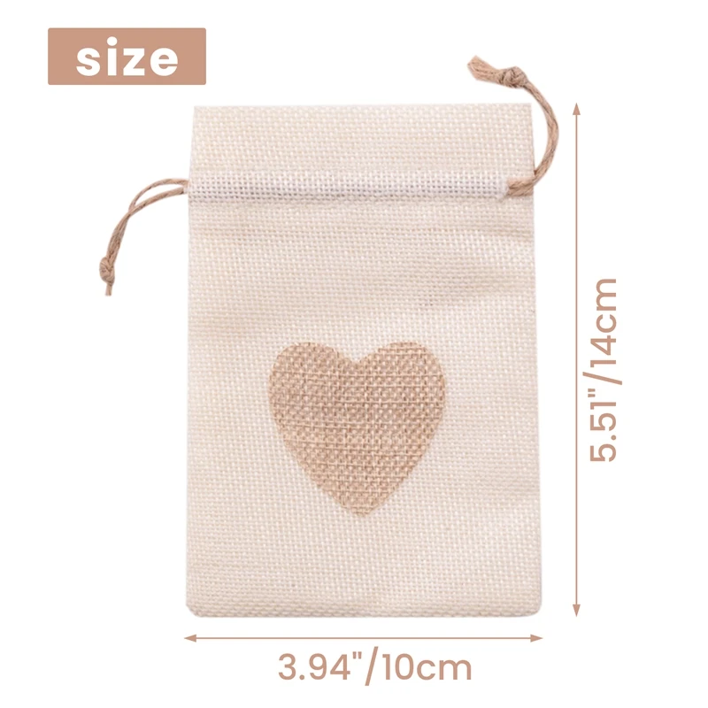 Сумки из мешковины 20 упаковок 4X5 5 дюймов подарочная сумка в форме сердца мешочки