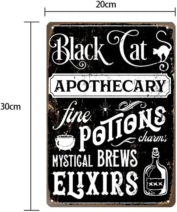 Готическая Металлическая Настенная Табличка С Черным Котом Хэллоуин