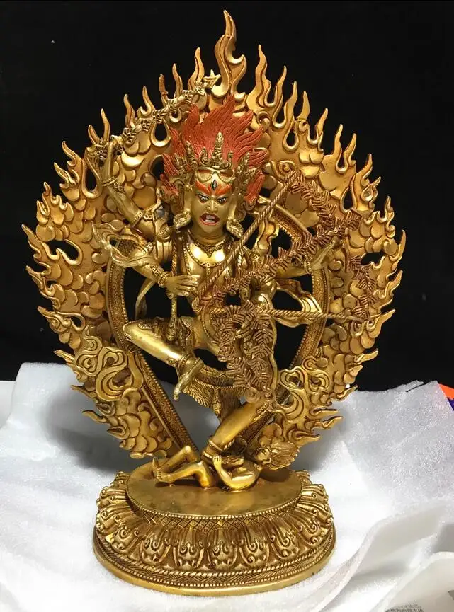 

36cm Tibetan Craft Pure Copper Gilt Emperors Buddha Statue Brass 1 foot Copper Statue Ornament