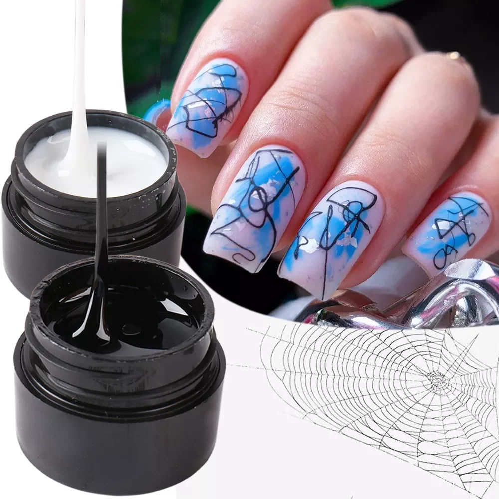 

2023NEW Spider Gel Set Nails Wire Lines Drawing Gel Nail Polish Kit Black White Semi Permanent Varnish Manicure Lacquer FB1615-2