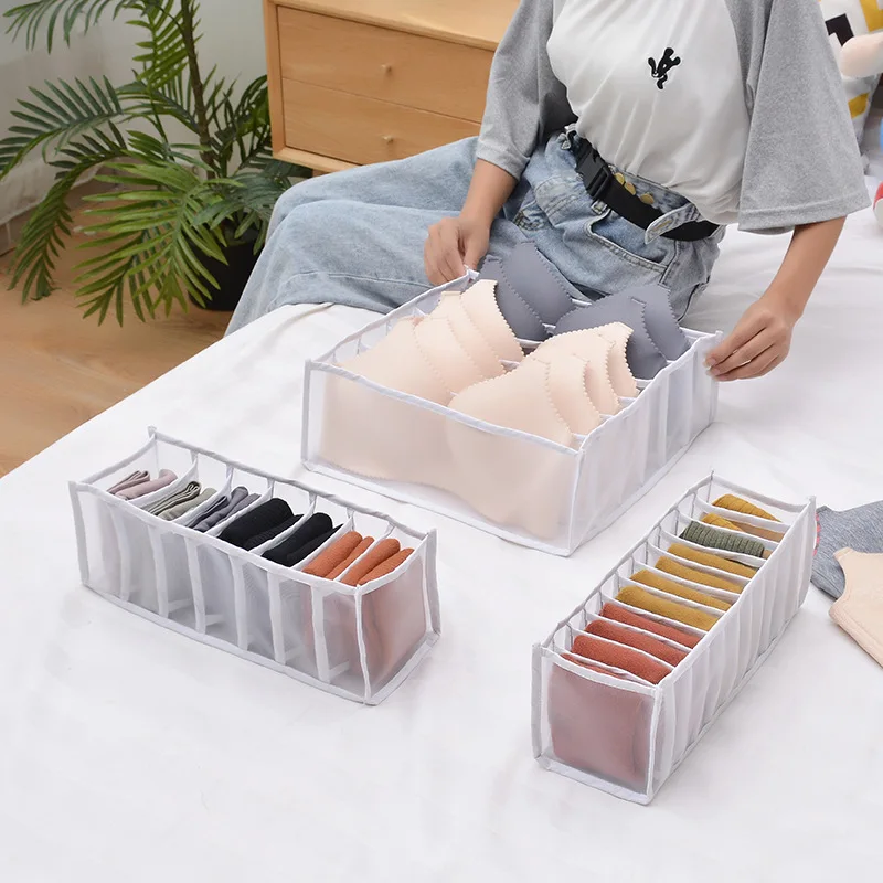 

Grid Closet Organizer Underwear Storage Box Home Denim Socks Compartment Clothes Finishing Drawer Helper Closet Organizer