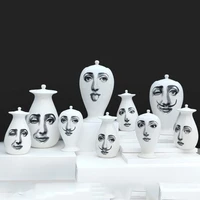 2021 new style lady face amusing vase modern flower pot european ceramic sealing jar decoration home decor crafts xmas gift