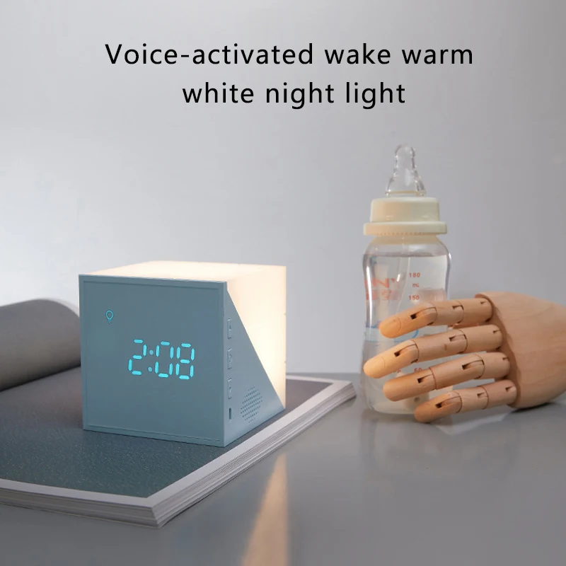 

LED Touch Acoustic Control Light Intelligent Alarm Clock Cube USB Digital Electronic Desktop Smart Home Digital Desk Clocks