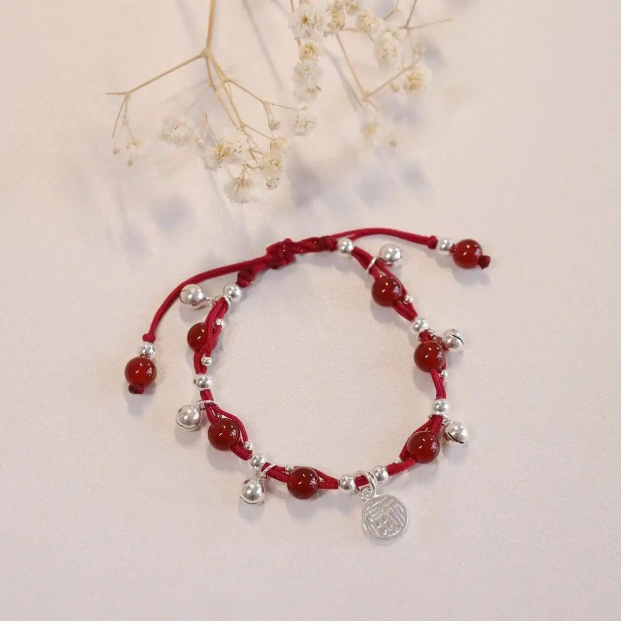 

Girl Bell Red Rope Bracelet with Miao Minority Ethnic Style Design Handwoven New Cute Friendly Friendship Gift High Quality