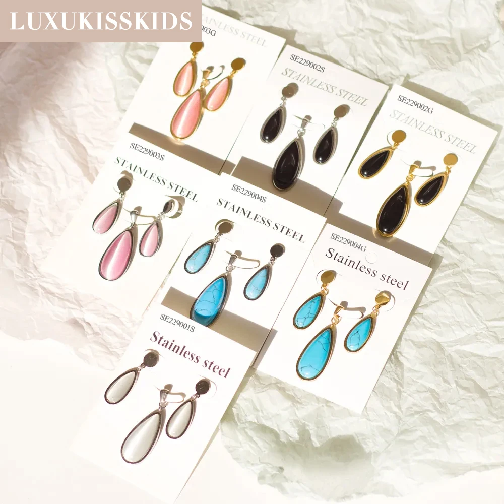 

LUXUKISSKIDS Luxury Water Drop Opal Stone Wedding Jewelry Sets Dubai Bridal Necklace And Earrings Korean Style Woman Accessories