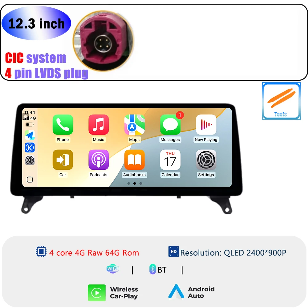 

QLED 2400*900P 12,3 дюйма для BMW X5 E70 X6 E71 2008-2013 CCC CIC System Беспроводная Carplay GPS-навигация Android Auto WIFI