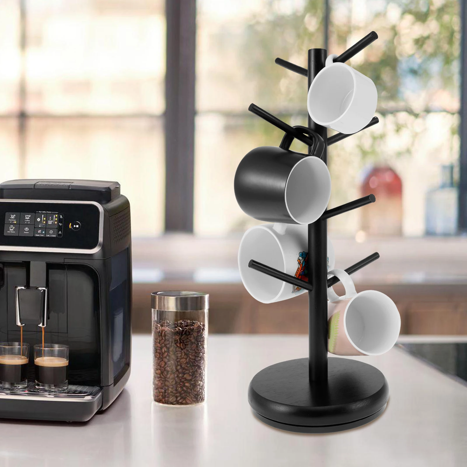 Кофейная кружка дерево с 8 крючками держатель для кружки из бамбукового дерева