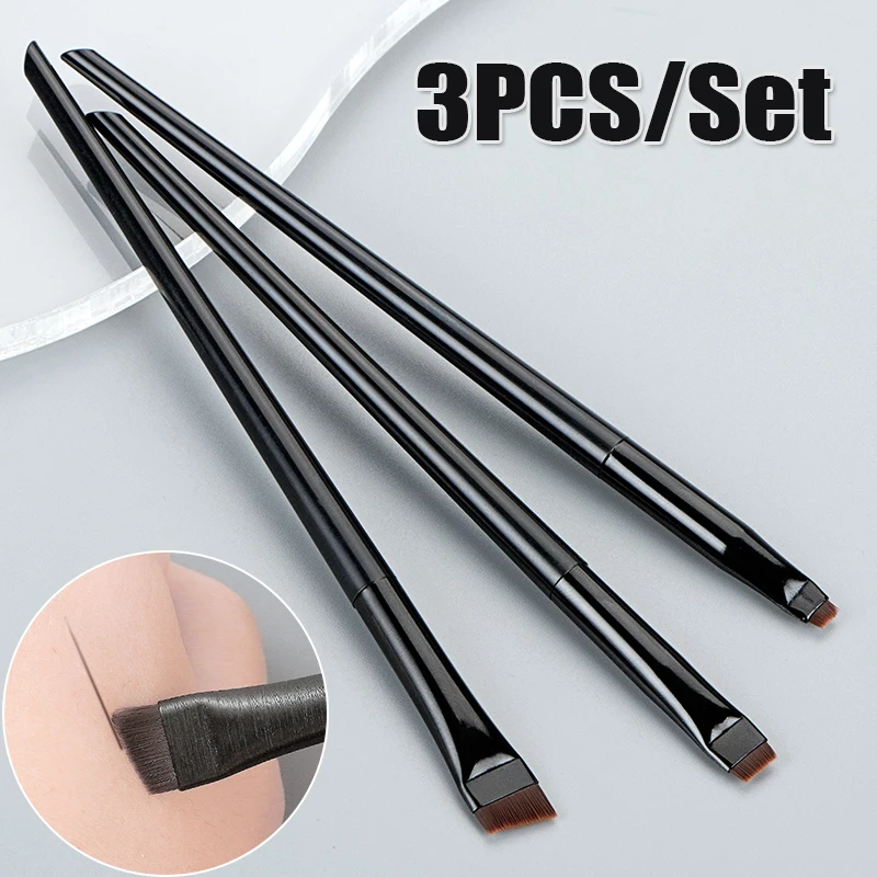 

3PCS/Set Eyeliner Eyebrow Brush Angled Flat Head Fiber Hair Brow Contour Eyeliner Fine Makeup Brushes Professional Makeup Tools