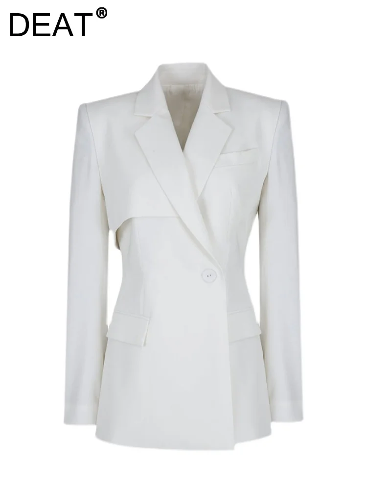 

Женский блейзер на одной пуговице DEAT, Асимметричный свободный блейзер с отложным воротником и длинным рукавом, осень 2023