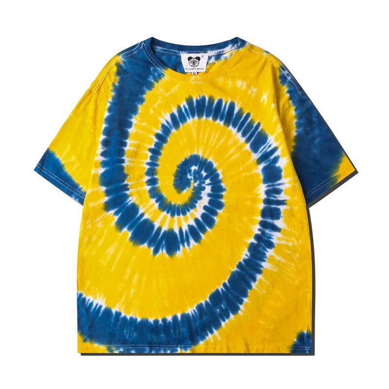 

2021 Summer New Oversize Style T-shirt Men 100% Cotton Loose Design Tie-Dye Print Vintage Tops Plus Size Tshirt Brand Clothing