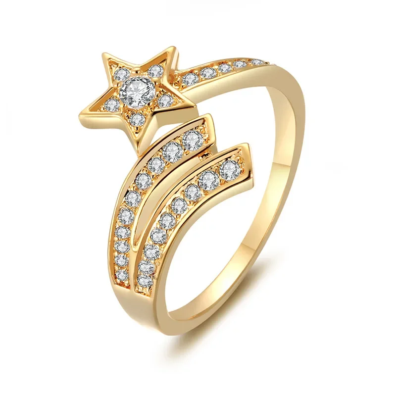 Новые открытые пятиконечные кольца с цирконом ювелирные изделия простое