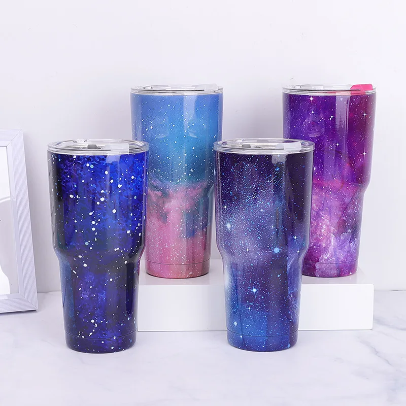 

Starry Sky Graffiti Vacuum Bingba Cup 30OZ Car Thermal Water Cup 304 Stainless Steel Coffee Mugs with Lid Portable Water Mug