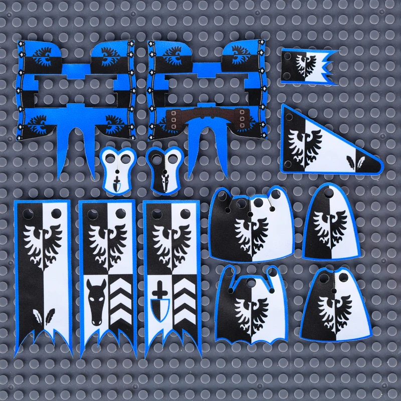 Средневековые военные аксессуары строительные блоки замок рыцари черный орел