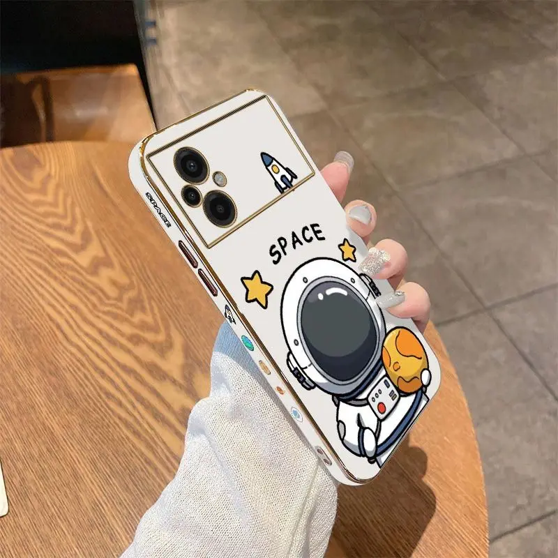 Fat Astronaut Luxury Plating Phone Case For Xiaomi Poco M5 F4 F4 GT X4 X4 GT M4 Pro F3 X3 M3 X3 NFC X2 X3 Pro C40 Cover
