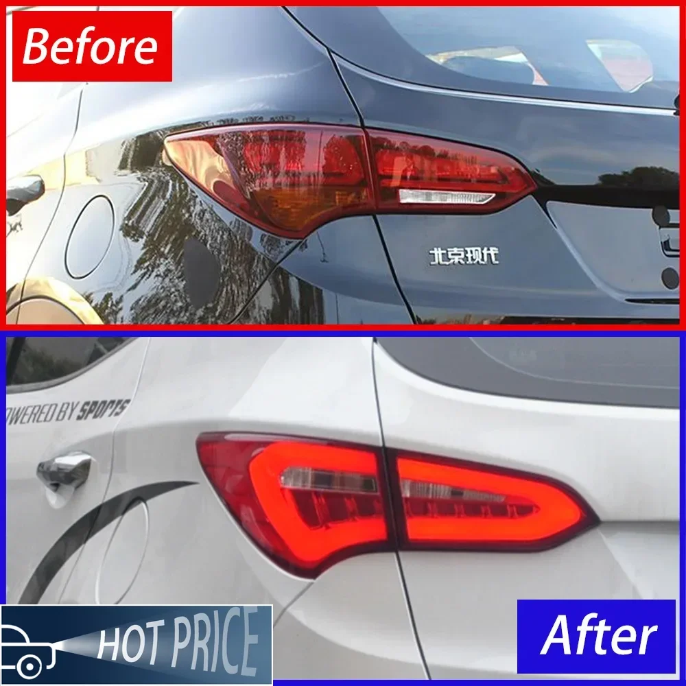 Фото Для Hyundai Santafe ix45 2014-2018 светодиодные задние фонари автомобиля в сборе, обновление, мигающий задний фонарь, аксессуары Plug and Play №3