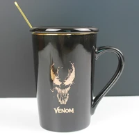 super hero theme coffee milk tea mugs cup office venom water cup with cover and spoon
