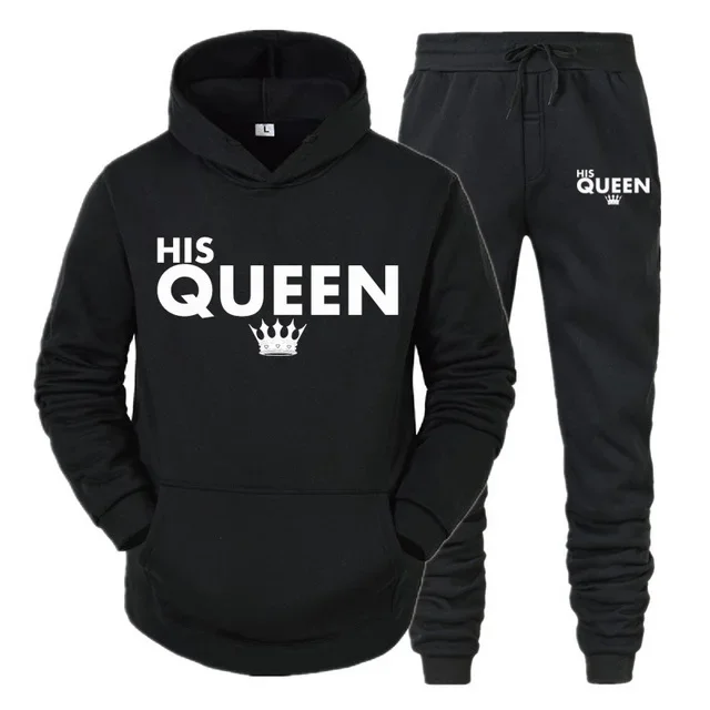 Комплект Спортивной Одежды Для Пар She Is My Queen / He King Толстовки С Принтом И