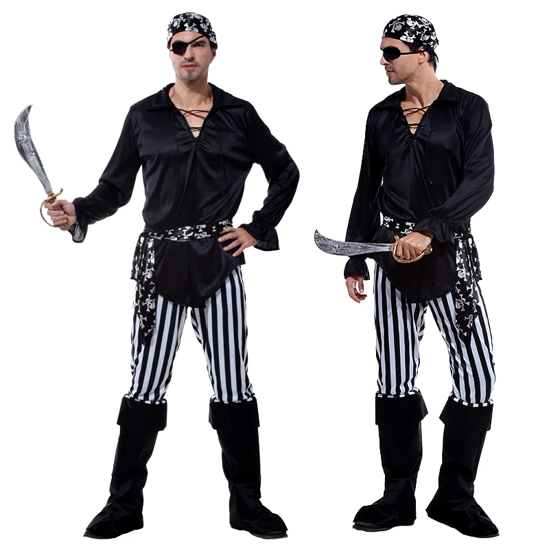 

Adult Men Female Fantasia Caribbean Pirate Costume For Woman Carnival Funny Dress