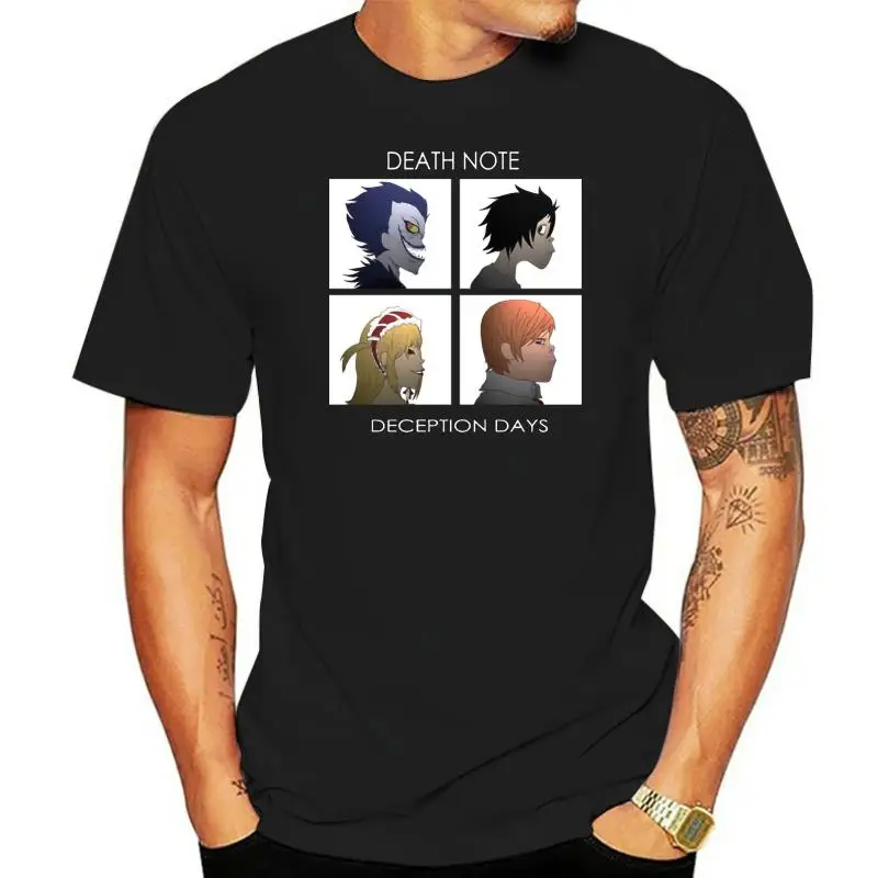 

Camiseta negra de la parodia Demon Days de Death Note, Camiseta holgada de Yagami de Ryuk L, talla grande