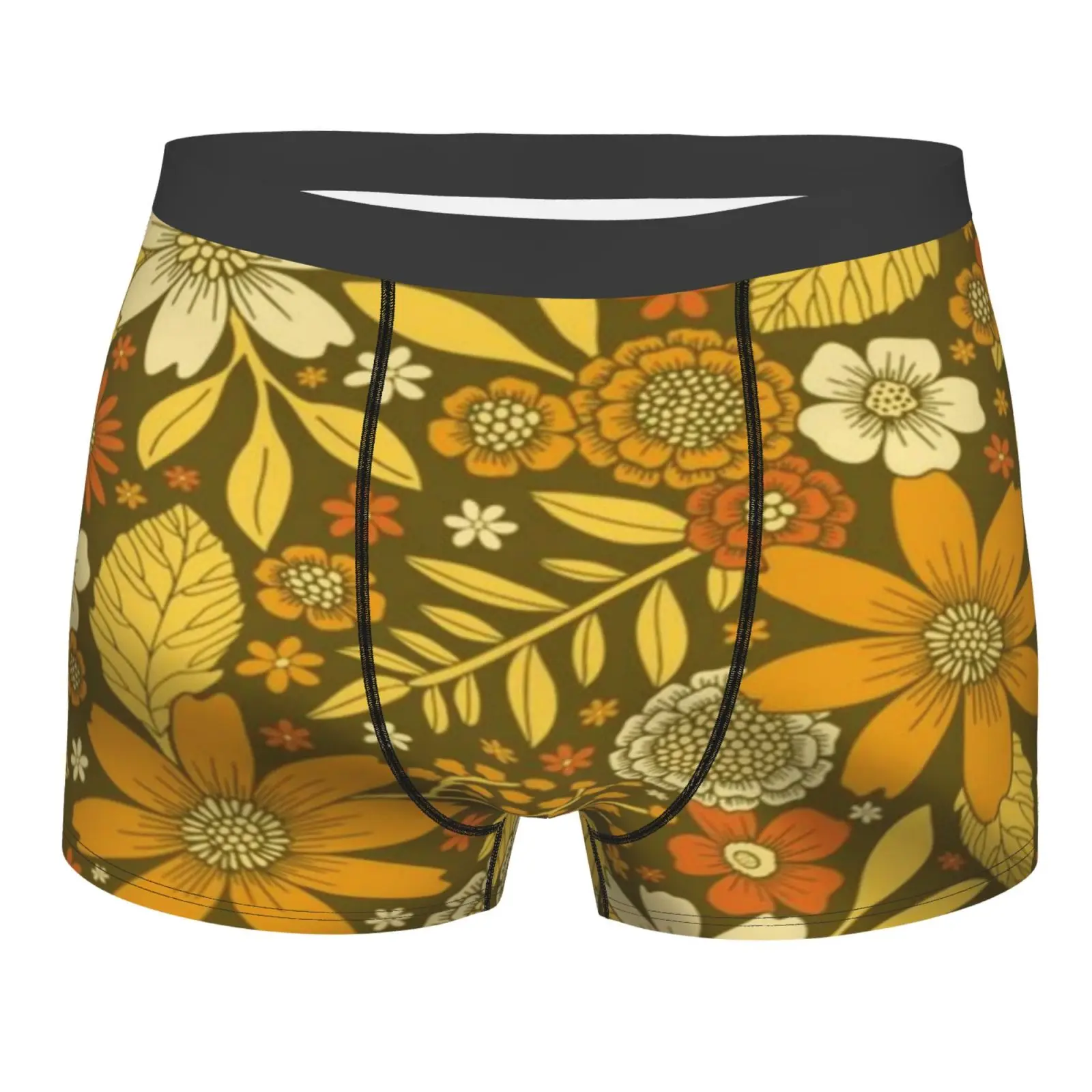 

Зеленые и оранжевые мужские трусы с узором 70-х годов 1049, мужские трусы-боксеры на ремешках, мужское нижнее белье с низким сексуальным мужски...